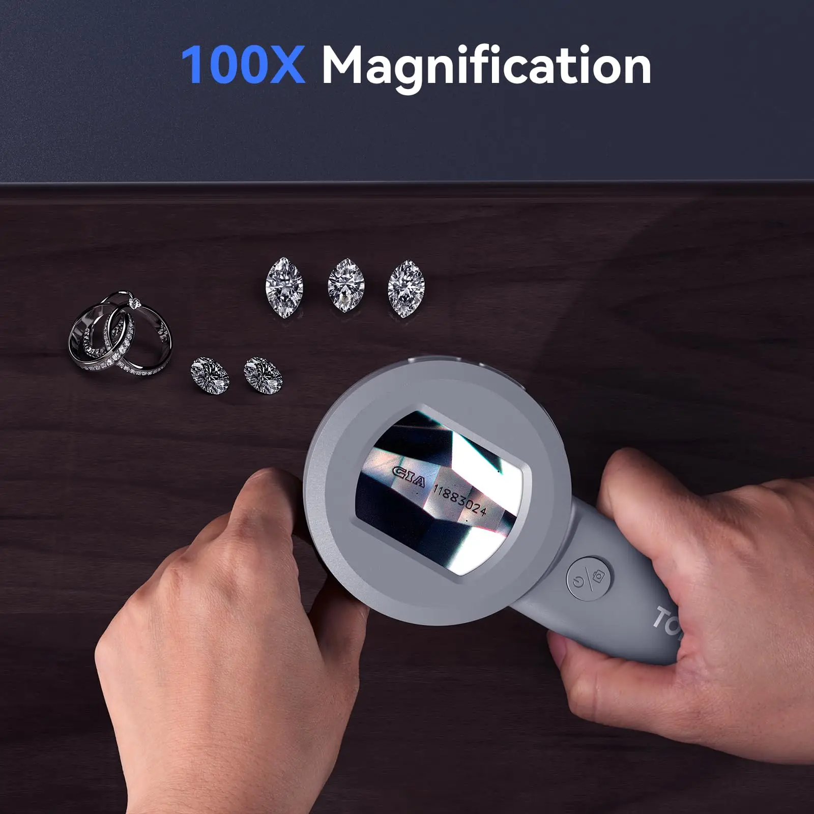 TOMLOV P10 Handheled Microscope for Kids 100X Pocket Magnifying Glass with Light Portable Jewelers Loupe with Screen Magnifier 5