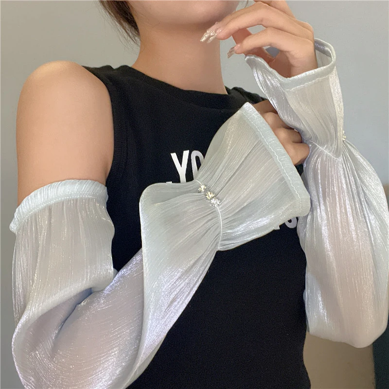 Long Lace Gloves Hollow-Out Fingerless Gloves Women Sun Protection Sleeves Mesh Lace Thin Hand Gym Sunscreen Accessories