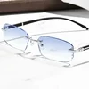 Business Style Rimless Myopia Glasses for Men Anti Blue Light Finished Near Sight Eyeglasses Retro Prescription Minus Eyewear 5