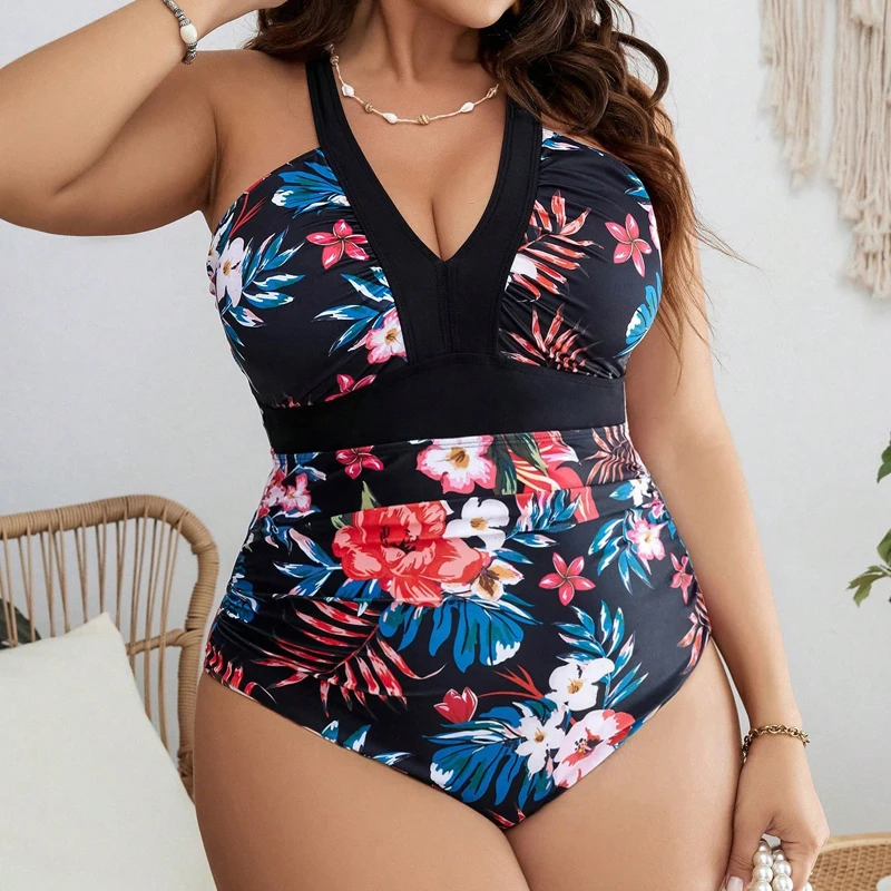 

Sexy Large Size Closed Swimwear 2024 New Push Up Bodysuit Women Plus Size Swimsuit One Piece Beachwear Female Bathing Suit Pool