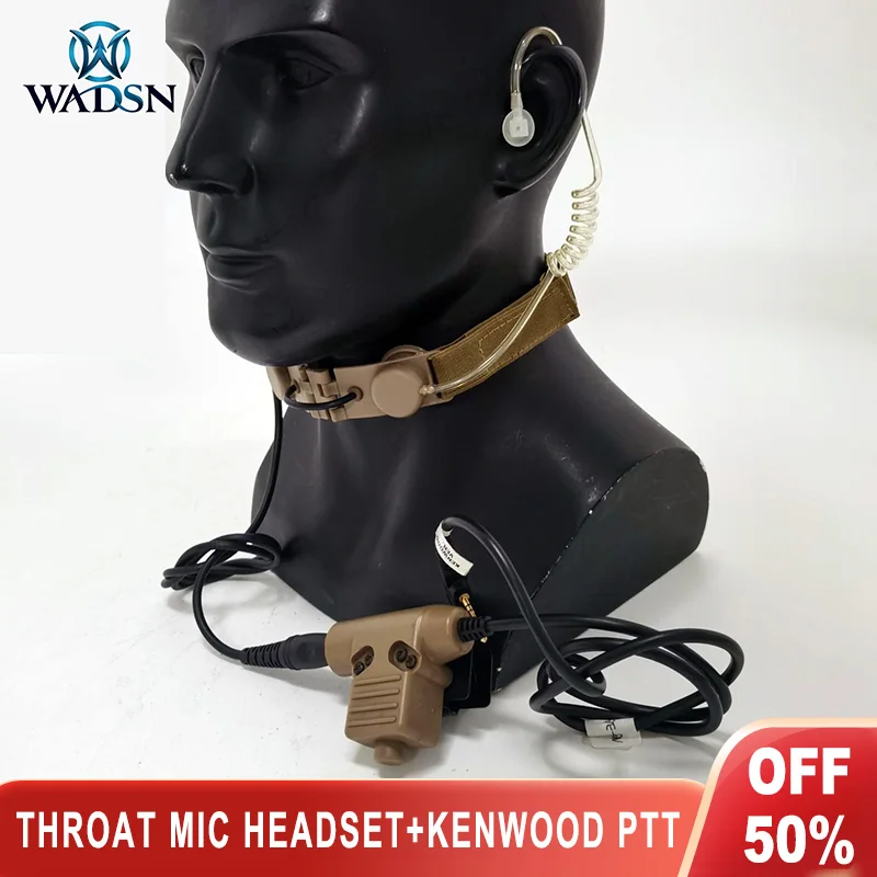 Wadsn Tactical Throat Mic Tube Headset Neck Laryngeal Microphone