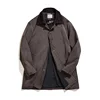 Maden Men's Vintage Waxed Windbreaker Corduroy Turn-down Collar Mid-length Overcoat Windproof and Waterproof Trench Loose Jacket 6