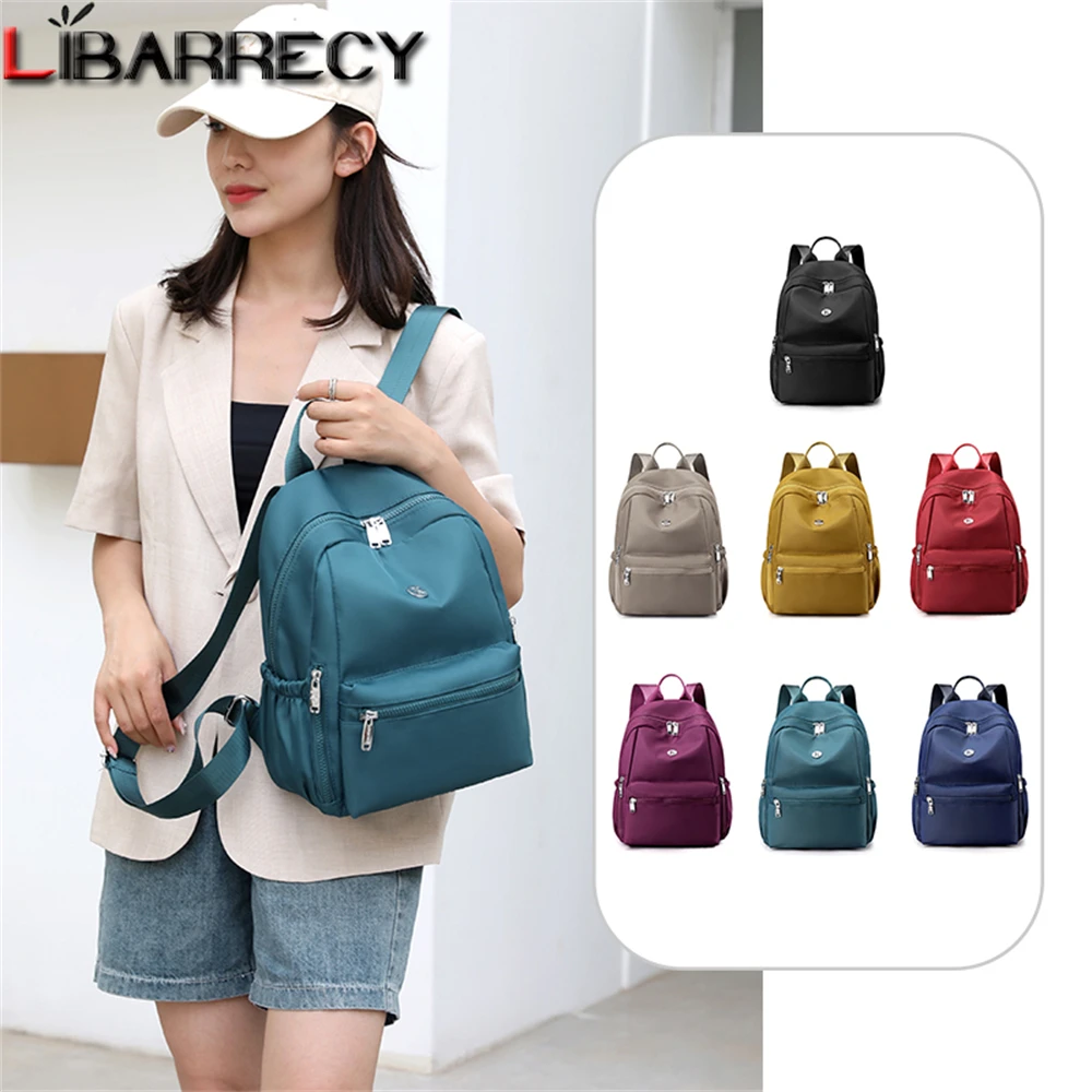 

Рюкзаки для женщин, новинка 2023, однотонные модные Универсальные нейлоновые водонепроницаемые сумки для покупок, однотонные сумки через плечо на молнии, Bolso Mujer