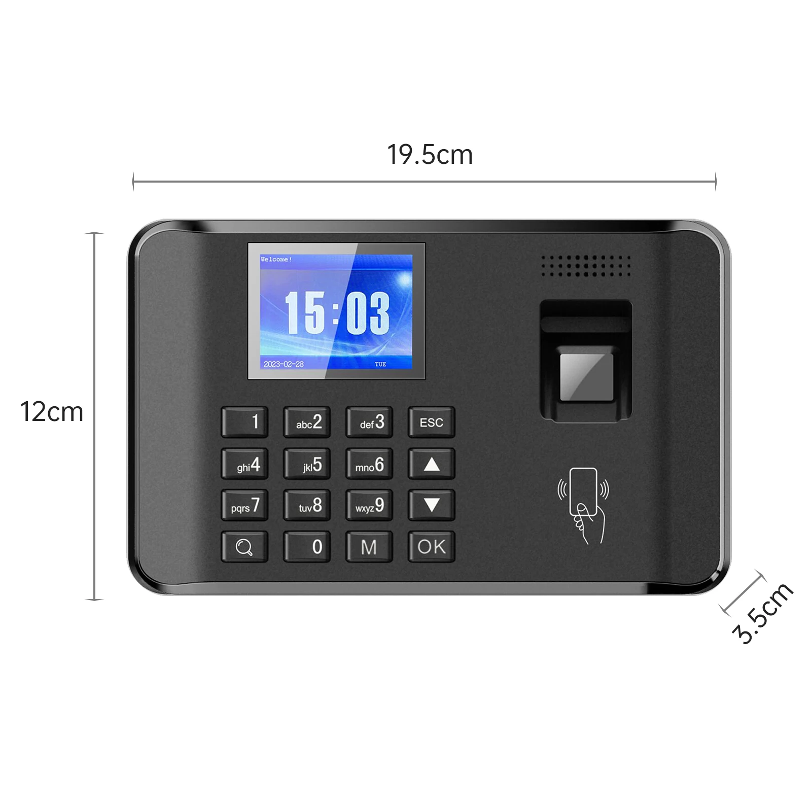 Fingerprint Password Attendance Machine Intelligent Biometric Time Clock Employee Checking-in Recorder 2.4 inch LCD Screen Voice