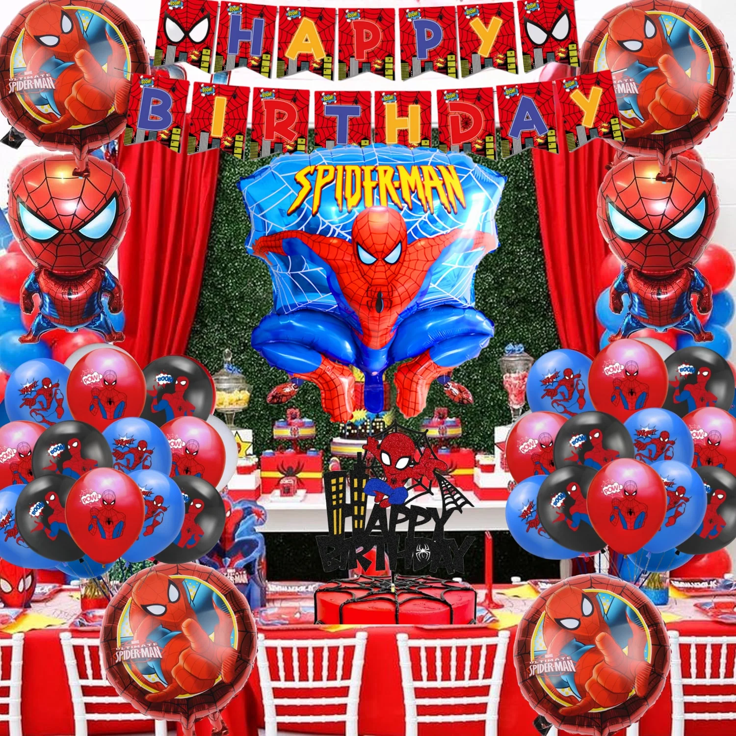 Déco Anniversaire Enfant – Joyeux Anniversaire Spider-Man (sans Marque)