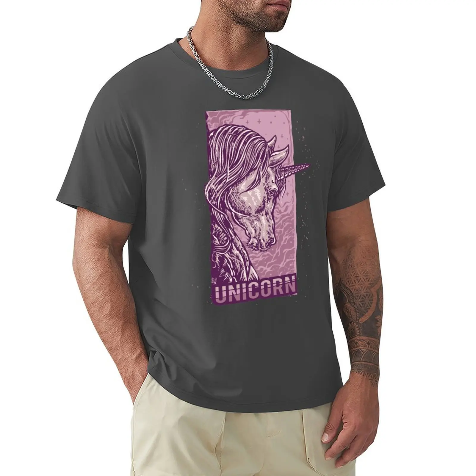 

The fancy unicorn horse cartoon style illustration T-shirt plus size tops graphics blanks black t shirts for men