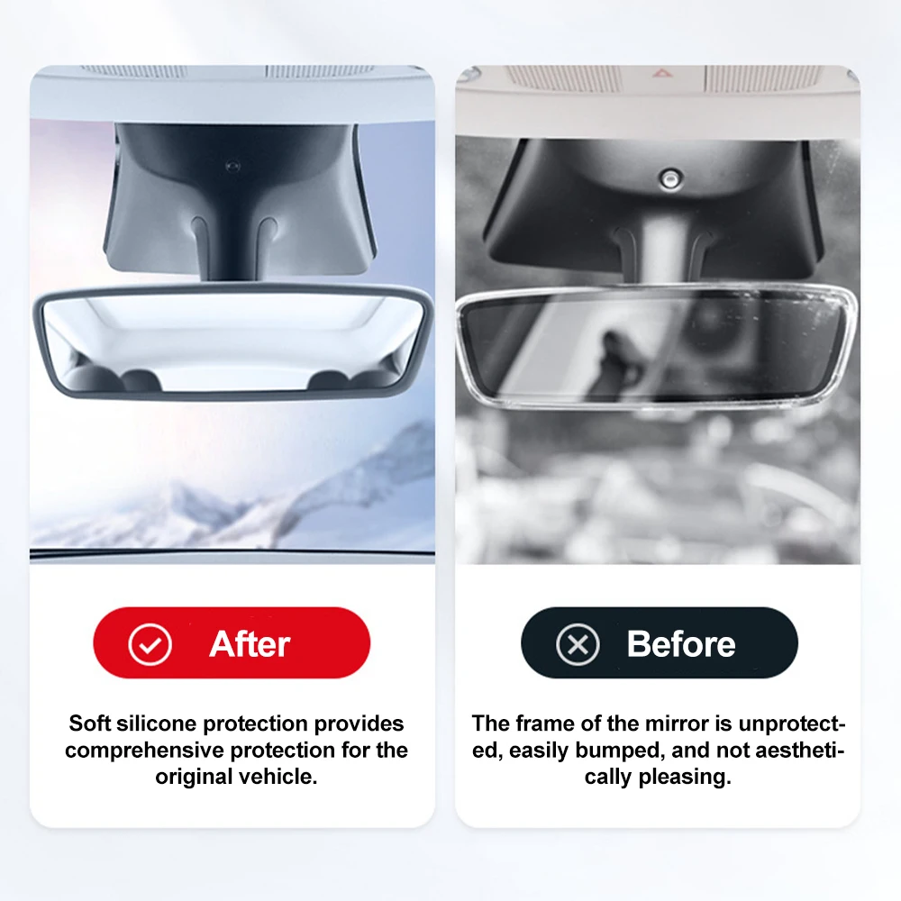 Silicone Rubber Rear View Mirror Protector Frame For Tesla Model 3 Y Interior Accessories Rearview Mirror Protector Trim rearview mirror protector