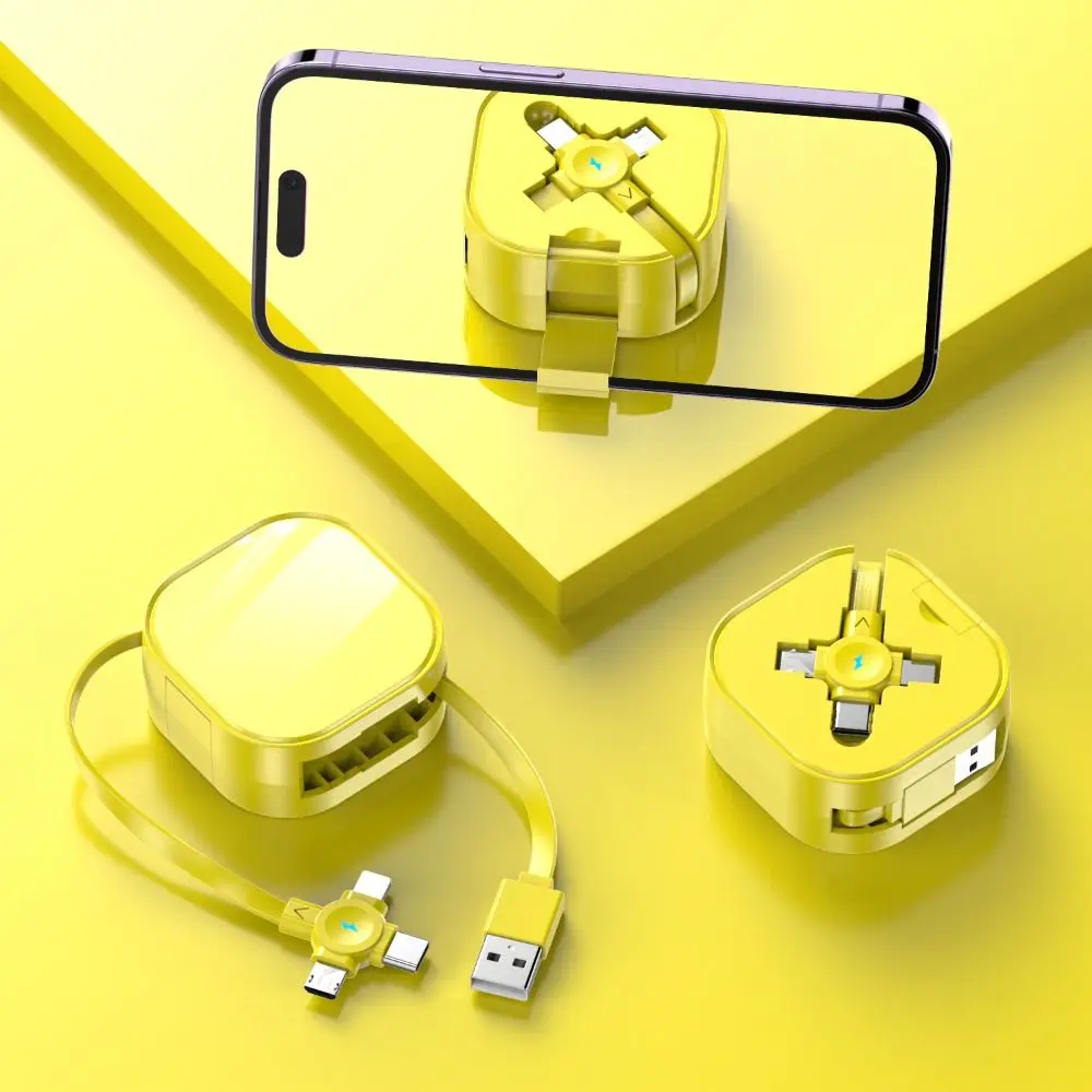 Retractable 3-in-1 Charging Cable with Micro USB, Type C, and Lightning Connectors - Portable Charger Accessories