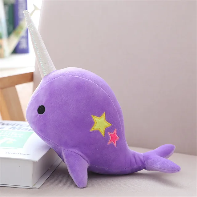 25CM 35CM Narwhal whale binary star doll plush Toy soft animal ocean sea stuffed Toys for Children Christmas Gift kid Brinquedos