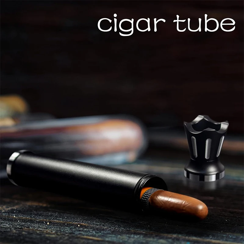 Cigar Tube Aluminum Metal Air Tight ,Smell-Proof Case Tube, Cigars Travel Case 3-in-1 Multifunctional with Cigar Holder&Punch