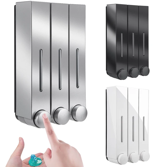 1/2/3 ถ้วยเครื่องจ่ายสบู่ติดผนังเครื่องจ่ายสบู่เหลวเจลอาบน้ําเครื่องจ่ายผงซักฟอกสําหรับอุปกรณ์ห้องน้ําไม่เจาะ 1