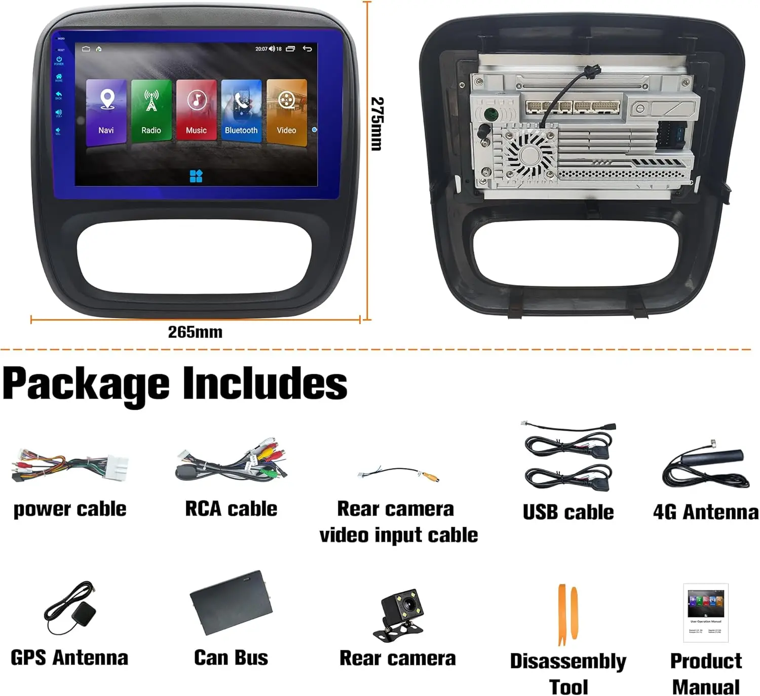 Car Radio for Renault Trafic/Fiat Talento/Opel Vivaro, Android 13 4G+64G GPS Nav