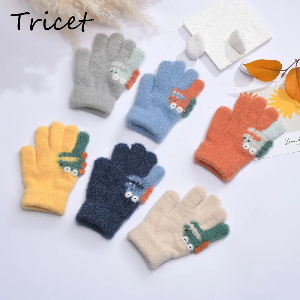 

Cartoon Dinosaur Kids Gloves Winter Coral Fleece Boys Girls Mittens Soft Warm Children Gloves 3-6 Years