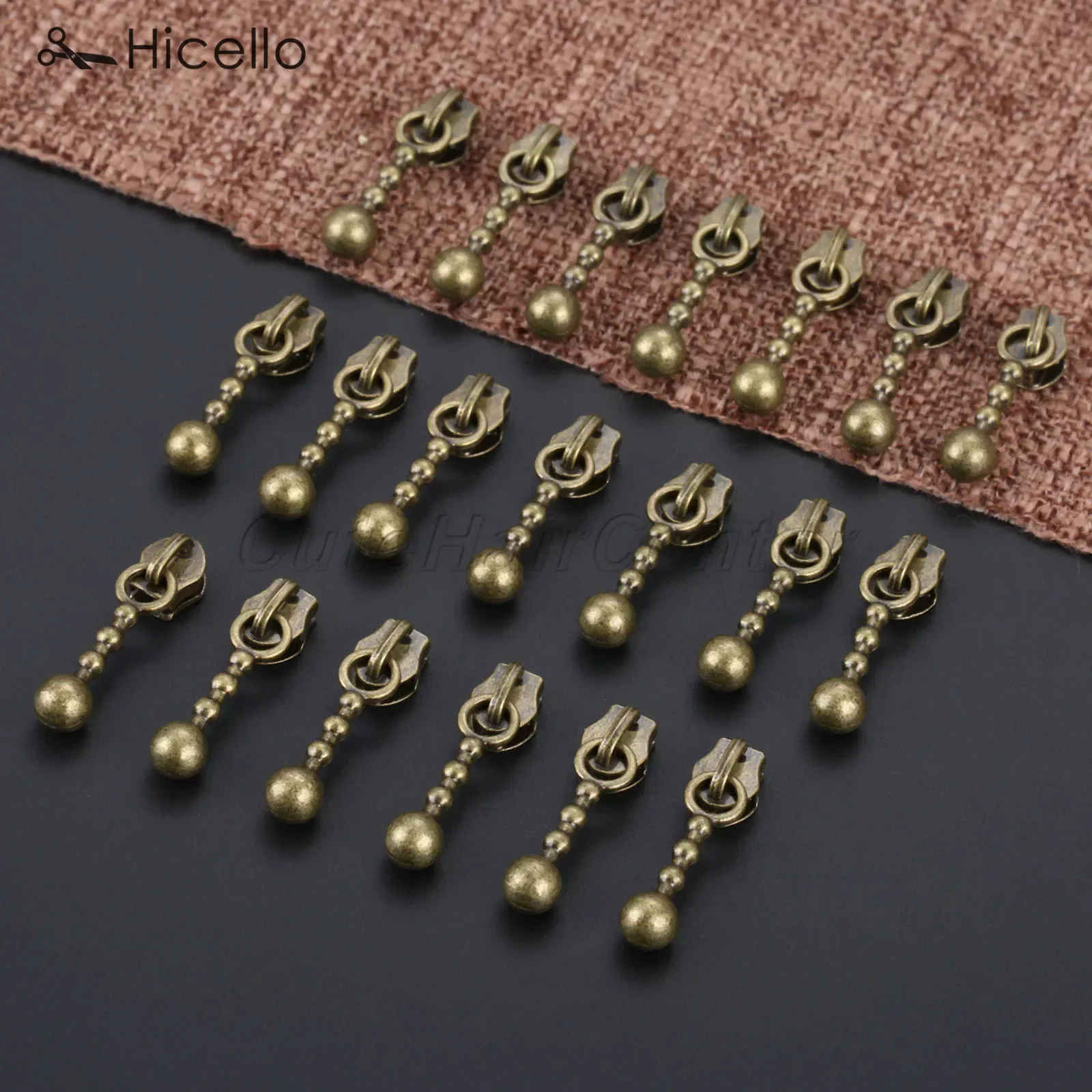 Zipper sliders 20pcs/lot metal 3# nylon zippers replace pulls drop shape antique bronze DIY craft sewing accessories