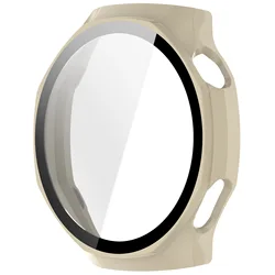 Enhanced Full - Cover Tempered Glass Screen Protector Case with Anti - Scratch Film for Watch GT6 Pro (Ivory white)