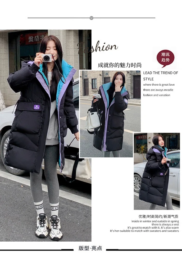 Oversized Winter Hooded Parker Women Down Jacket 2026 New Thicken Cotton Padded Coat Fashion Long Overcoat Female Warm Parkas