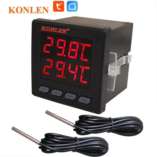 WIFI Dual Temperature Sensor Controller Tuya Thermometer Thermostat with 2 External Probe Boiler Water Heater Freezer Smartlife