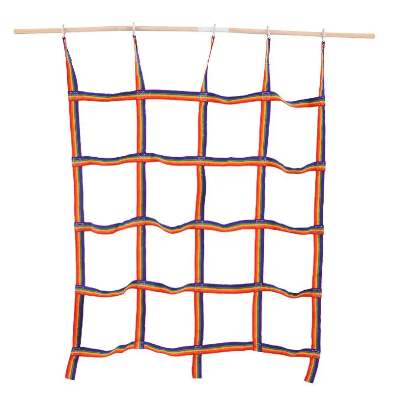 

Climbing Cargo Net For Kids Rainbow Color Portable Cargo Net 57x72.8inch High Strength Rope Ladder Obstacle Course Playground