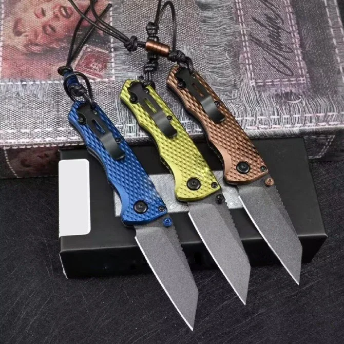 Paodin BM290 Mini Pocket Folding Knife Damascus/M4 Blade Carbon fiber/Aviation aluminum Handle Tactical EDC Survival Tool 4