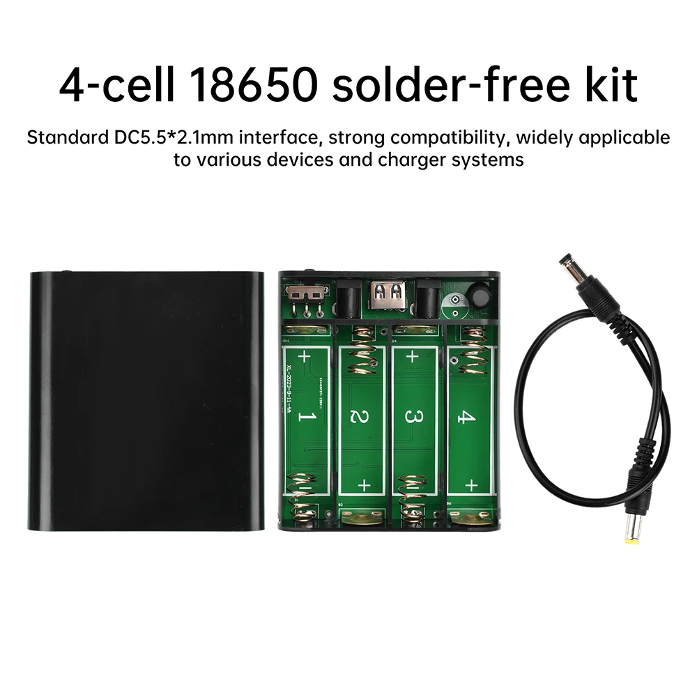 Scatola batteria Custodia fai-da-te per alimentazione mobile Uscita ad alta potenza Alimentazione di backup Custodia fai-da-te con interruttore di alimentazione Interfaccia DC5.5 * 2.1mm - immagine 2