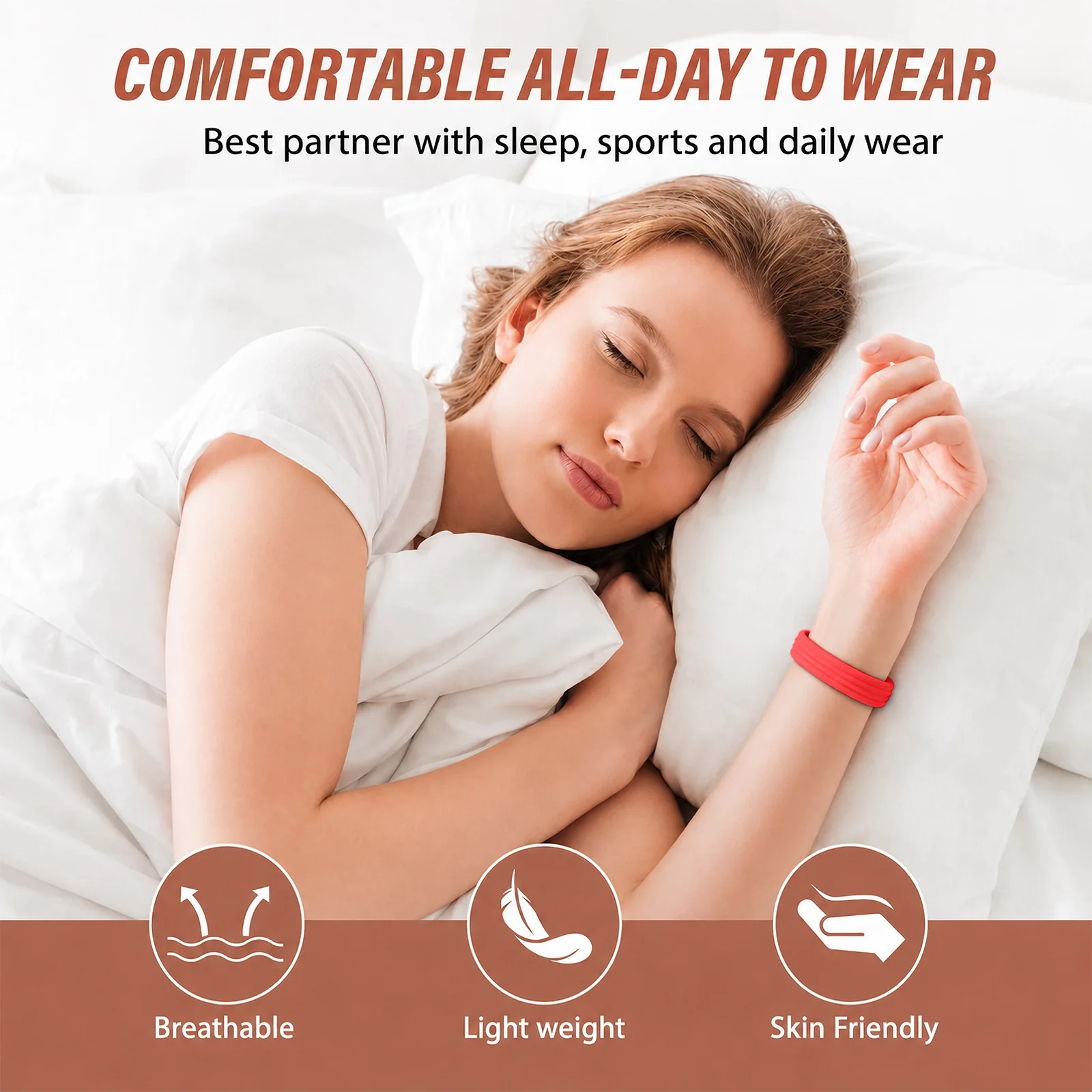 Silicone Sport Strap for Fitness Trackers - Single-Color Wristband for Active Wear