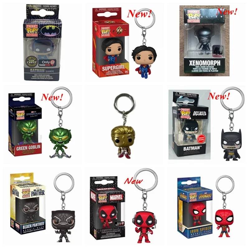 Nuovo Arrivo Funko Pop Disney Portachiavi Heroes Iron-Man Iron-Spider Black.Panther Alien Green Goblin Batman Action Figure Toys
