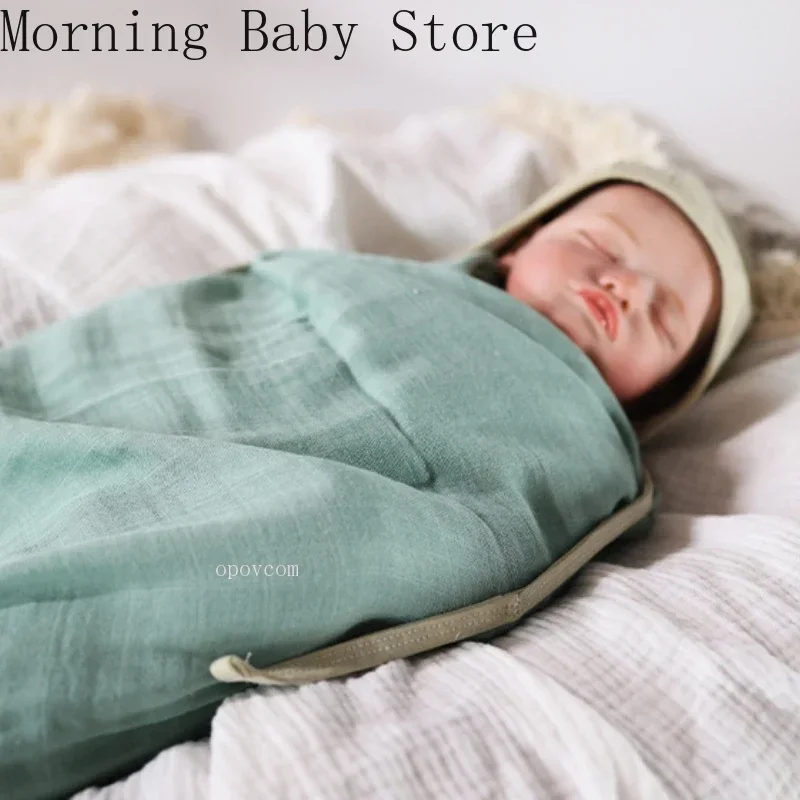 120*120cm Muslin Bamboo Baby Blanket Soft 2 Layers Newborn Swaddle Wrap Bath Towel Blanket Infant Sleepsack Stroller Cover 0-36M 5