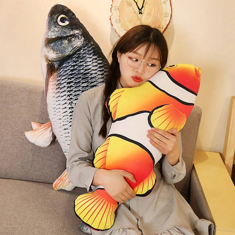 1pc 30-120cm 3D Simulation Gold Fish Plush Toys Stuffed Soft Animal Carp Plush Pillow Creative Sofa Pillow Cushion Gift Kids Toy — view 5
