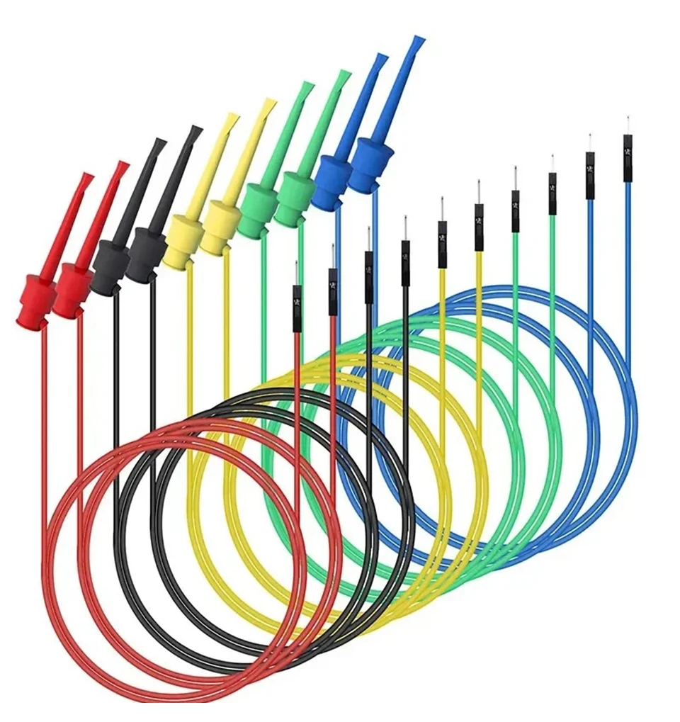10 stücke Test Haken Clip zu Dupont Männlich/Weiblich Jumper Draht 26AWG Silikon Kabel Für Breadboard Oszilloskop Logic Analysator – Detail 3