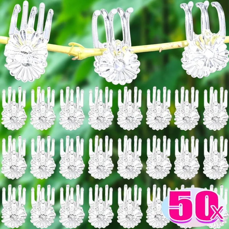 30/50Pcs Orchid Plant Support Clip Garden Vine Fixing Tool for Climbing Plant Tomato Trellis Reusable Plastic Stem Branch Holder