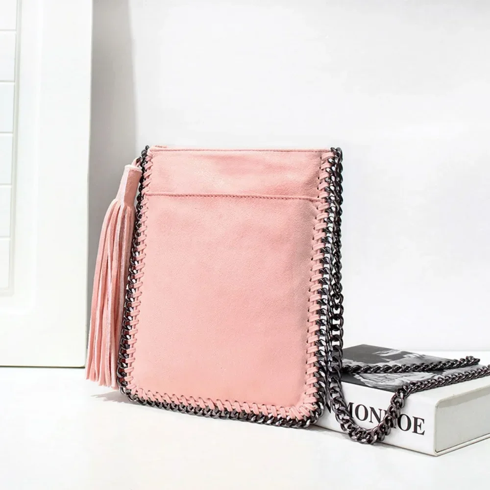 Vegan PU Leather Crossbody Sling Bag Women Luxury Designer Fashion Chain Tassel Shoulder Bag Female Casual Vintage Messenger Bag