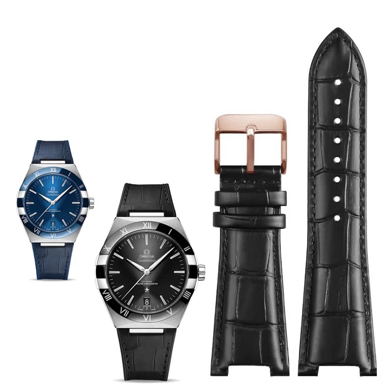 Cinturino In Vera Pelle Per Cinturino Omega Constellation Serie 131.33 131.13 Blue Notch 24X13Mm 25X14Mm Bracciale Per Orologio Da Lavoro