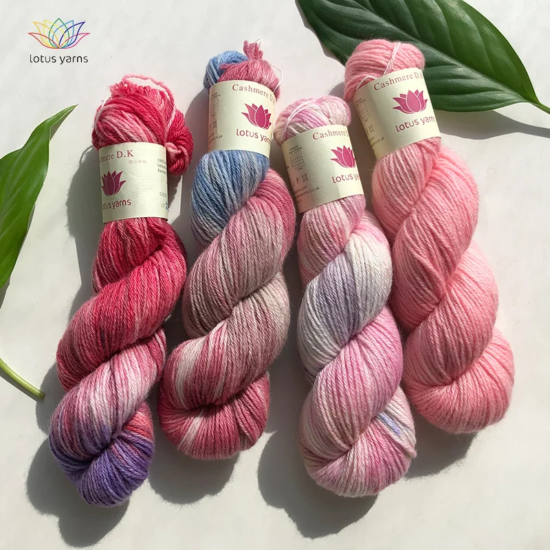 1*55g Lotus Handpainted Pure Mogolian Cashmere Dk Yarn Handknitted Cashmere Yarn Warm Soft