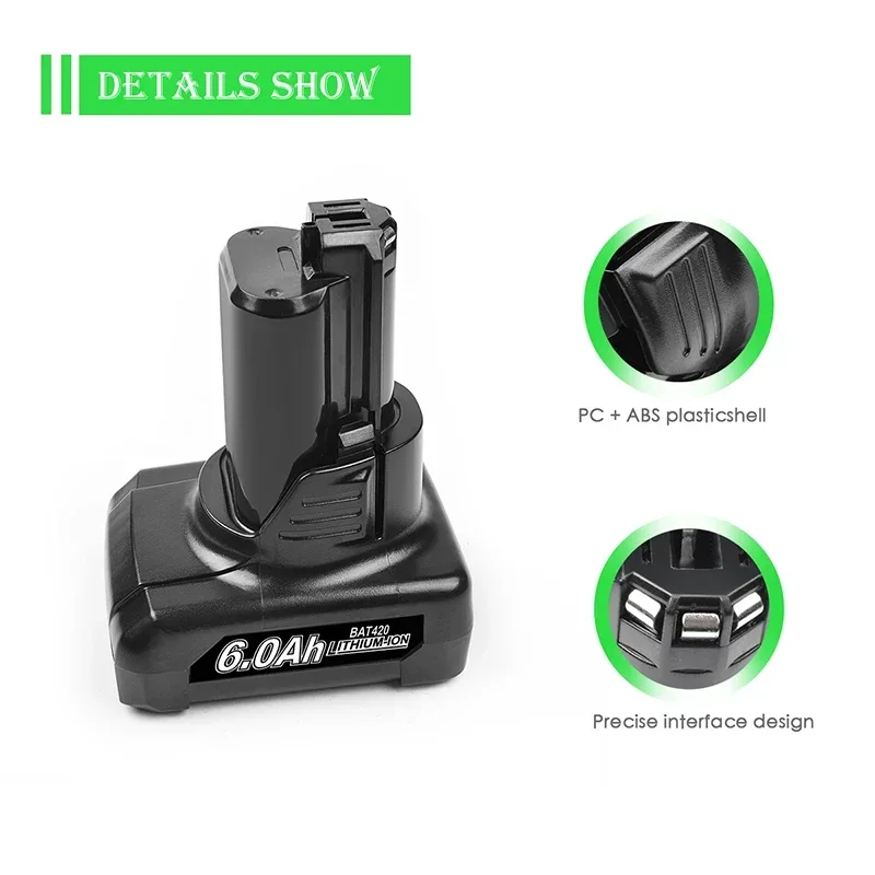 Per Bosch BAT420 12V 6.0Ah Batteria di ricambio agli ioni di litio per Bosch BAT412 BAT413 BAT414 10.8V Batteria Utensili elettrici a batteria - immagine 5
