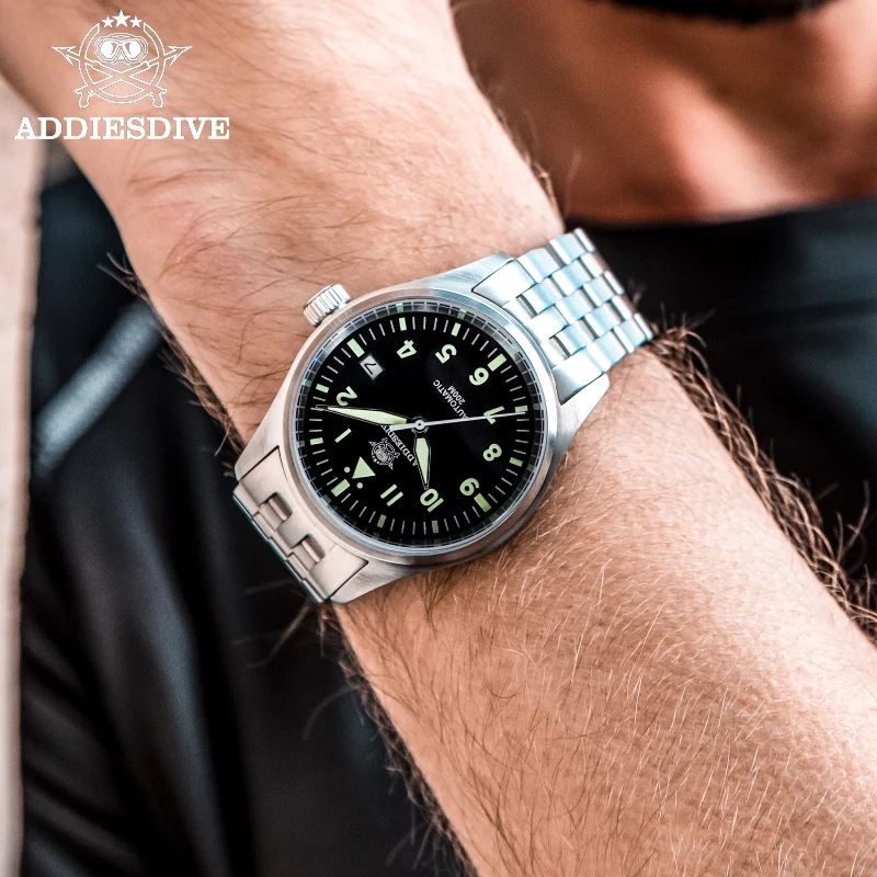 ADDIESDIVE Men's Automatic Mechanical Wristwatch 200meters waterproof Stainless Steel Sapphire Glass Watches relógio mecanico