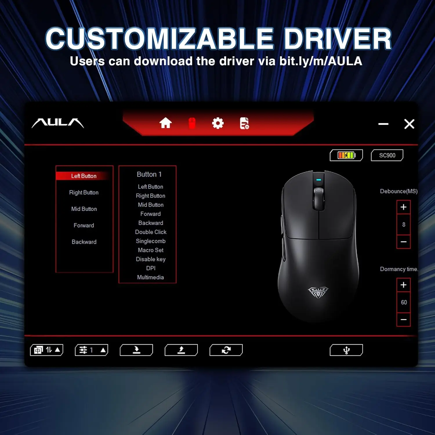AULA SC900 Pro/Max Wireless Gaming Mouse Tri-Mode 2.4Ghz/Type-C/BT Dual  8KHz Polling Rate W/ Rechargeable E-sport 400mah Mouse - AliExpress