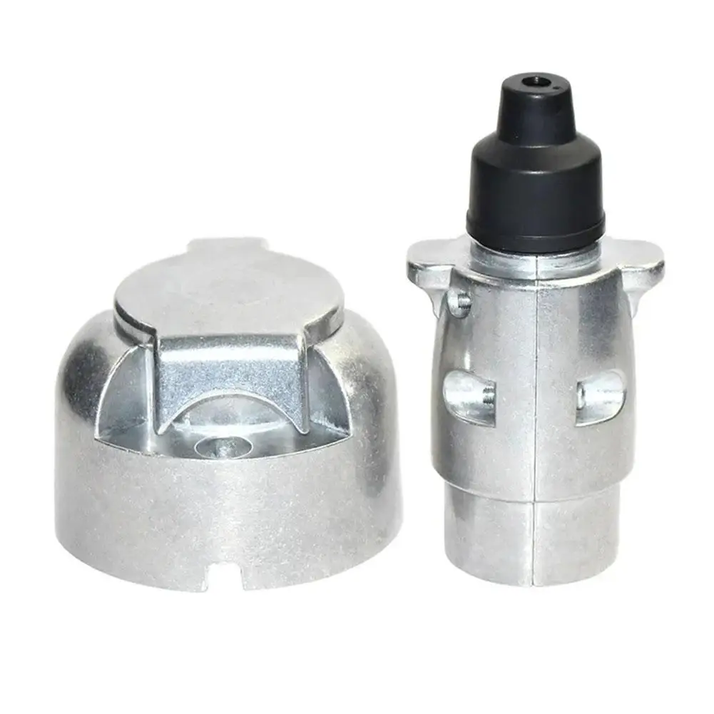 7 Pin Trailer Socket Towbar Metal Aluminum Alloy Plug 7 Pole Towing Connectors Adapter For Boats RV Truck trailer plug socket set