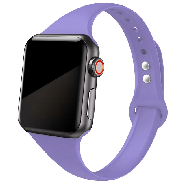 Silicone Strap for Apple Watch Band 44mm 40mm iwatch SE 6 5 Strap correa Narrow Slim bracelet applewatch band 5 6 se 3 38mm 40mm 10 lilac