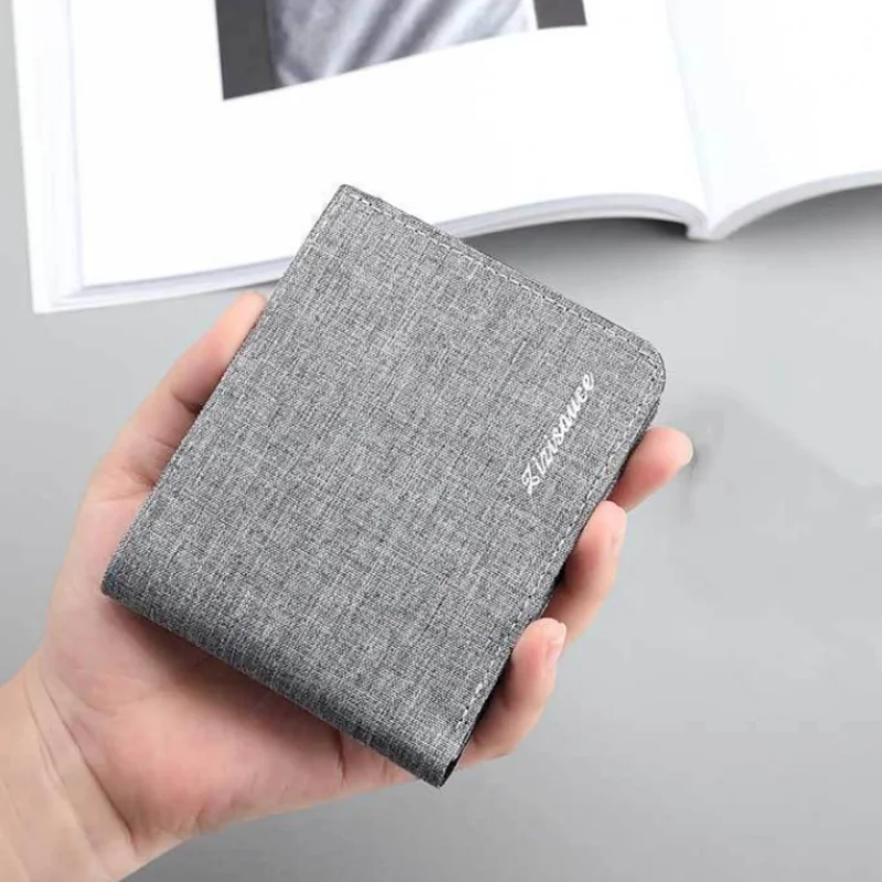 Canvas Men Wallet Black/blue/gray Card Holder Wallet Male Money Bag ID/photo/bank Holder Short Purse Credit Card Case Bag 5