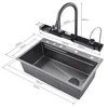 Nano Kitchen Sink 201 Stainless Steel Kitchen Waterfall Sink Digital Display Large Single Sink Dish Basin Sink With Faucet 2