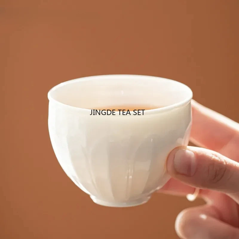 1 Chinese ceramic tea cup master handmade white porcelain tea bowl personal meditation cup household tea set accessories