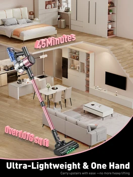 Cordless Vacuum Cleaner, 55Kpa/500W/45min 10 in 1 Powerful Stick Vacuum Cleaner for Home Pet Hair/Hard Floor/Carpet 4
