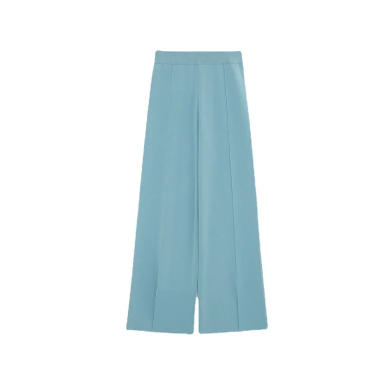 Split Wide Leg Women's High Waist Drooping Straight Loose Slimming Knitted Mop Casual Pants Wholesale