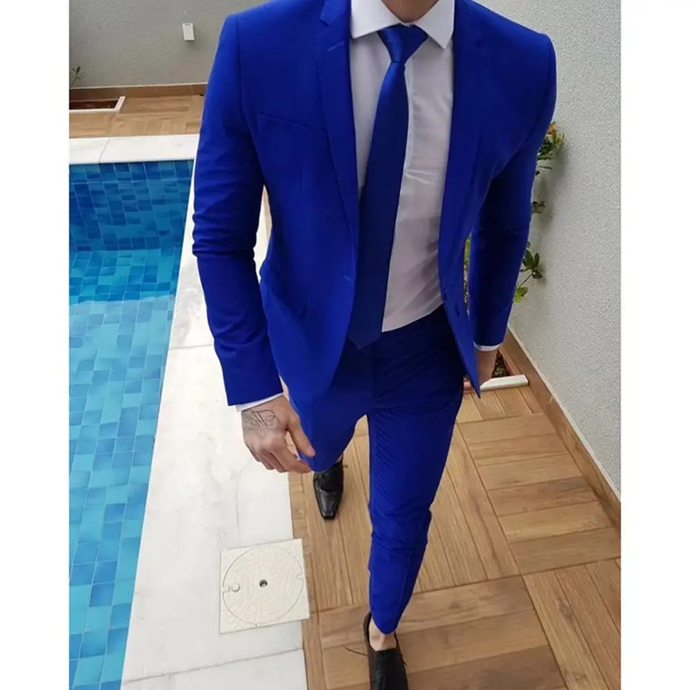 New Arrival Royal Blue Prom Suits for Men Groom Tuxedo Latest Coat Pants Design…
