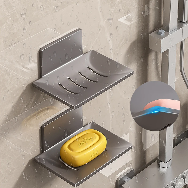 Soap Holder Bathroom Aluminum Alloy Wall Mounted Sponge Holder Organizer Accessories Kitchen