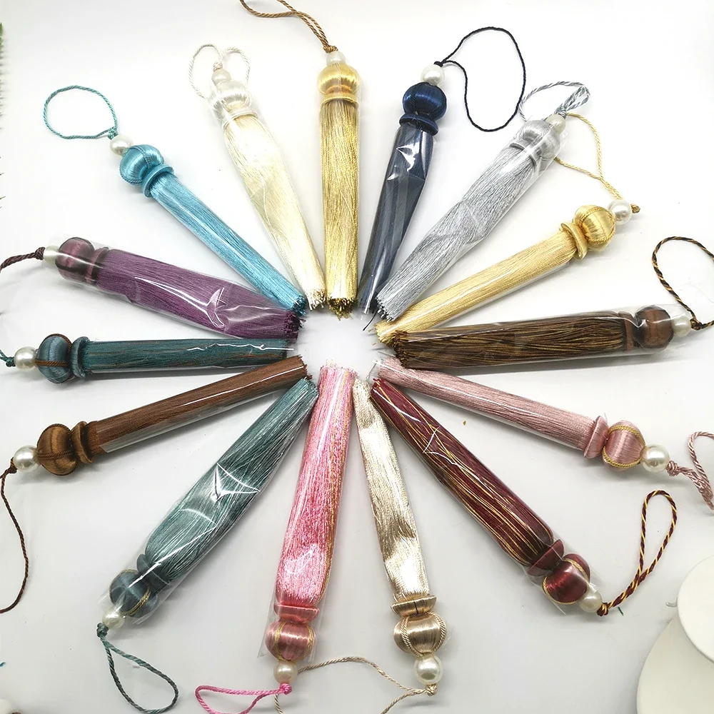 Colorful 18cm Hand-Woven Tassel Key Tassel with Loops DIY Handmade Craft for Elegant Soft Making Curtain Home Decor 1PCS