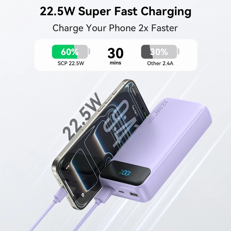 Power Bank 20000mah With Built-in Cables And Led Display Fast Charge_voghion.com