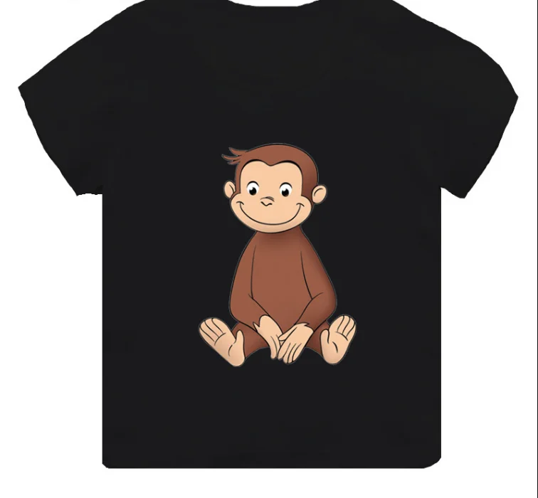 

Funny Monkey Print Cartoon Kids T-shirt Girls ClothesSummer Baby Boys Black Short Sleeve T shirt Children Tops,