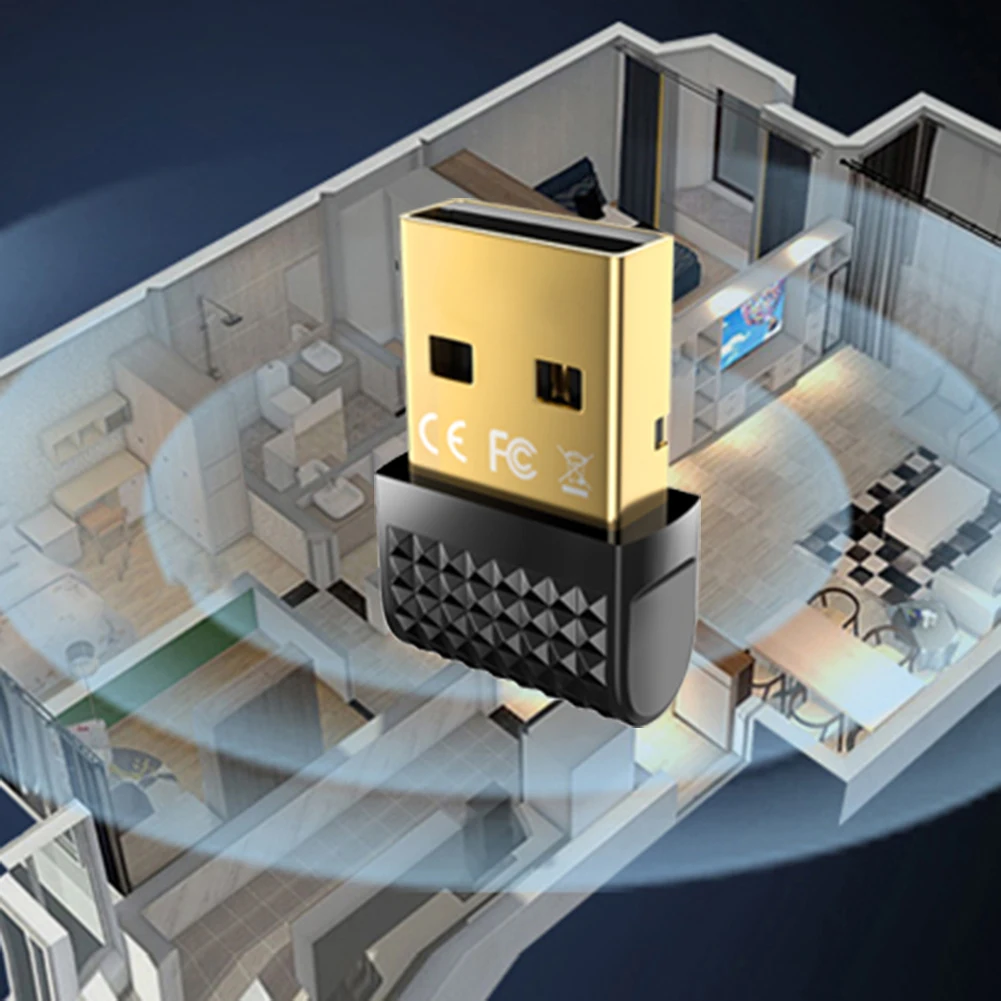 데스크탑 PC용 블루투스 어댑터 플러그 앤 플레이 BT 6.0 USB 동글 수신기 및 송신기(윈도우 11/10/8.1용 노트북 컴퓨터용)