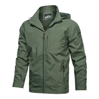 Mountaineering Hooded Submachine Jacket Windproof Men's Casual Coat Outdoor Large Jacket Men's Windbreaker Jackets